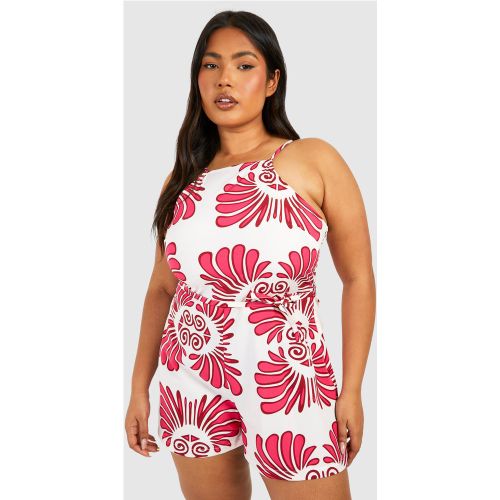 Grande Taille - Combishort À Imprimé Abstrait - 44 - boohoo - Modalova