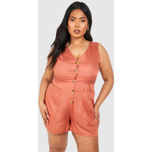 Grande Taille - Combishort Boutonné Habillé - 50 - boohoo - Modalova