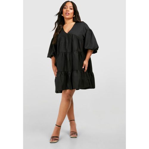 Grande Taille - Robe Babydoll En Popeline À Col V - 44 - boohoo - Modalova