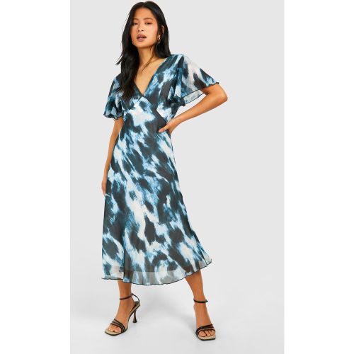 Petite" - Robe Mi-Longue En Mousseline De Soie À Manches Courtes - 36 - boohoo - Modalova
