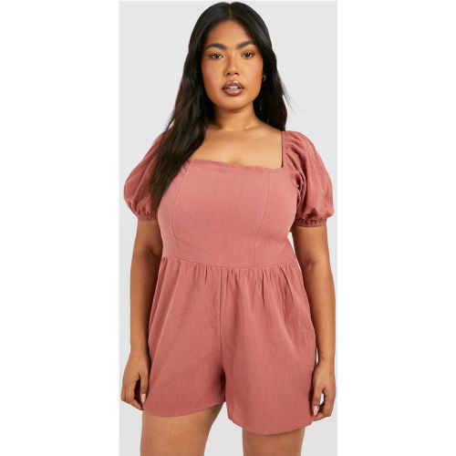 Grande Taille - Combishort À Manches Bouffantes - 44 - boohoo - Modalova