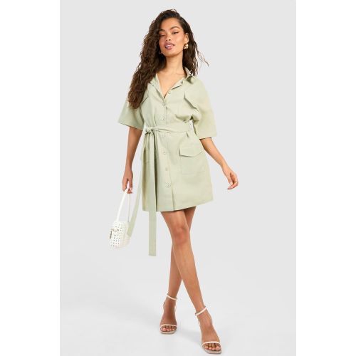 Robe Chemise Utilitaire À Manches Courtes - 36 - boohoo - Modalova