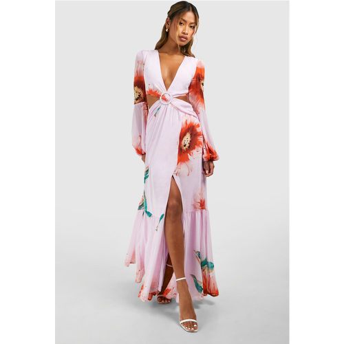 Robe Longue Fleurie À Découpes - 36 - boohoo - Modalova