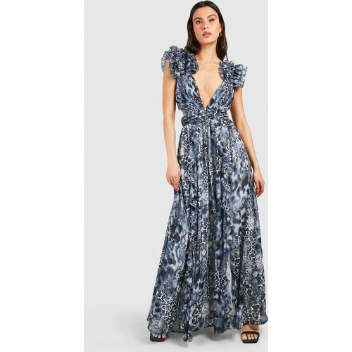 Robe Longue Volantée À Imprimé Léopard - 38 - boohoo - Modalova