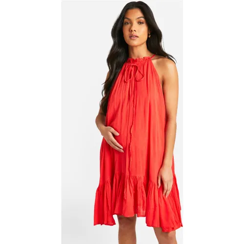 Maternité - Robe De Grossesse À Volants Sans Manches - 38 - boohoo - Modalova