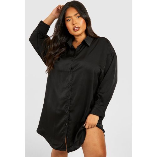 Grande Taille - Robe Nuisette Satinée Et Chemise Satinée 2 En 1 - 44 - boohoo - Modalova