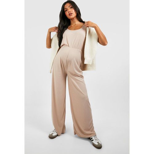 Maternity Soft Rib Slouchy Sleevless Jumpsuit - boohoo - Modalova