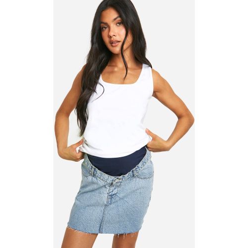 Maternité - Mini-Jupe De Grossesse En Jean À Bords Bruts - 36 - boohoo - Modalova