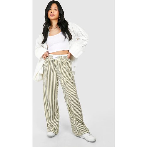 Petite" - Pantalon À Rayures Fines Et Taille Contrastante - 38 - boohoo - Modalova