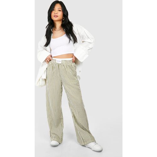 Petite" - Pantalon À Rayures Fines Et Taille Contrastante - 40 - boohoo - Modalova