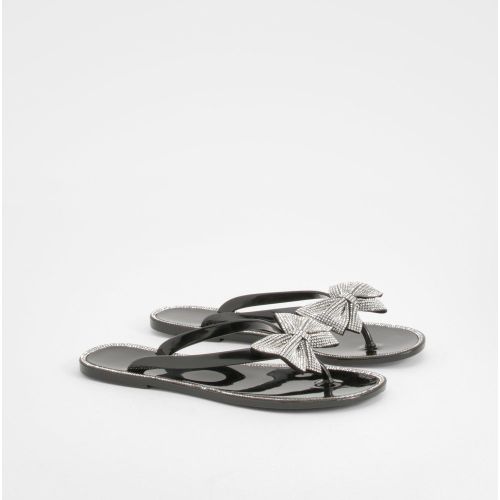 Claquettes Strassées À Nœud - 40 - boohoo - Modalova