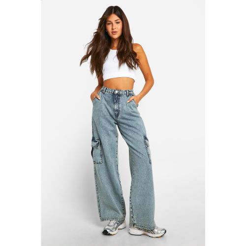 Pantalon Cargo Délavé En Jean - 38 - boohoo - Modalova