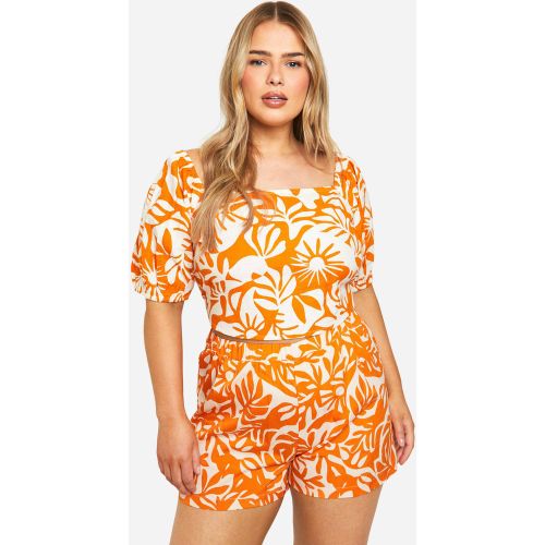 Grande Taille - Top Champêtre Noué À Imprimé Abstrait - 44 - boohoo - Modalova