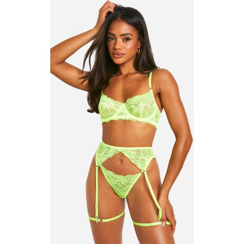 Ensemble De Lingerie Fluo Avec String Et Porte-Jarretelles - L - boohoo - Modalova