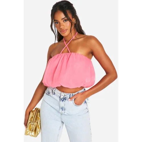 Crop Top À Dos Nu En Organza - 34 - boohoo - Modalova