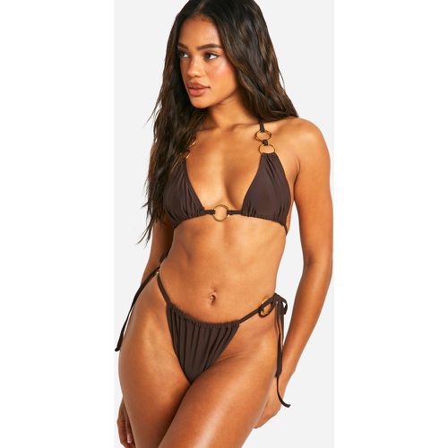 Bikini À Imprimé Triangle Avec Haut Brassière Et Bas Taille Haute - 36 - boohoo - Modalova