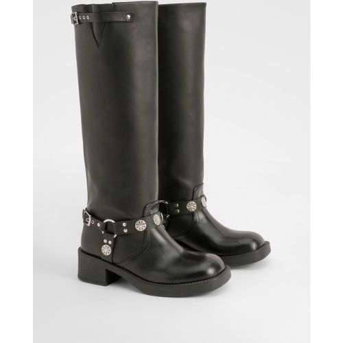 Bottes Biker Hautes À Boucles - 36 - boohoo - Modalova