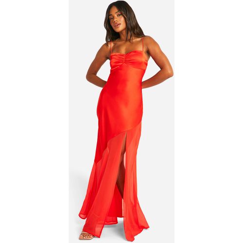 Robe Longue Satinée Et En Mousseline De Soie - 42 - boohoo - Modalova