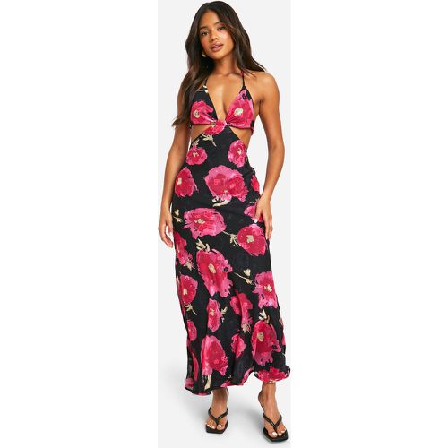 Robe Longue Fleurie À Découpes En Mousseline De Soie - 40 - boohoo - Modalova