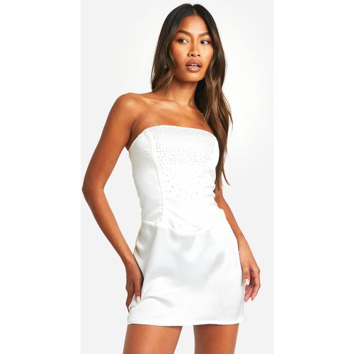 Robe Corset Satinée À Strass - 42 - boohoo - Modalova