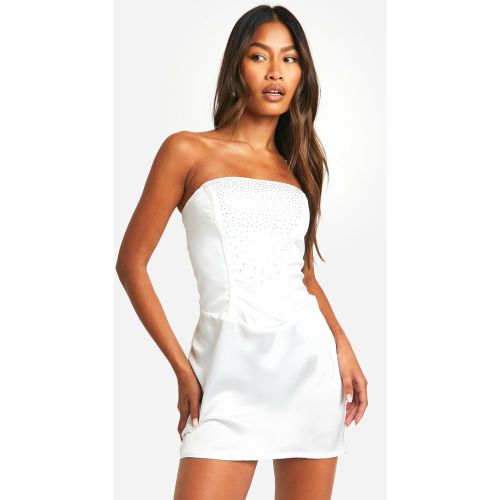 Robe Corset Satinée À Strass - 36 - boohoo - Modalova