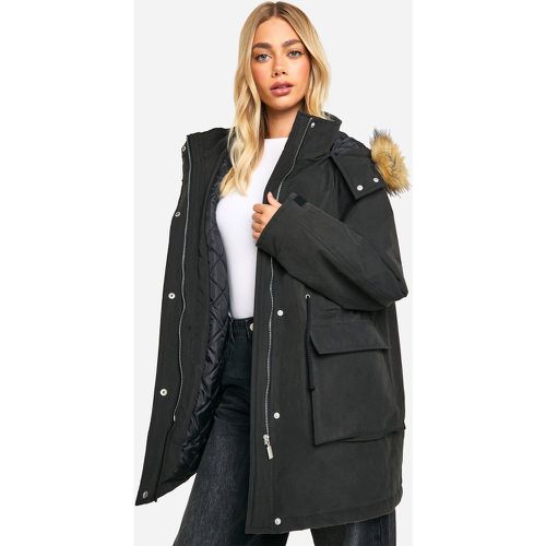 Parka À Capuche - Noir - 38, Noir - boohoo - Modalova