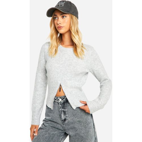 Pull Fin Zippé En Maille Douce - S - boohoo - Modalova