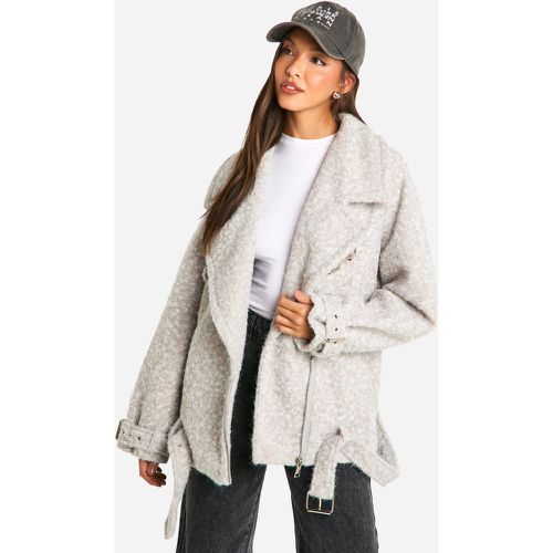 Veste Biker Oversize Effet Laine Texturée - 38 - boohoo - Modalova