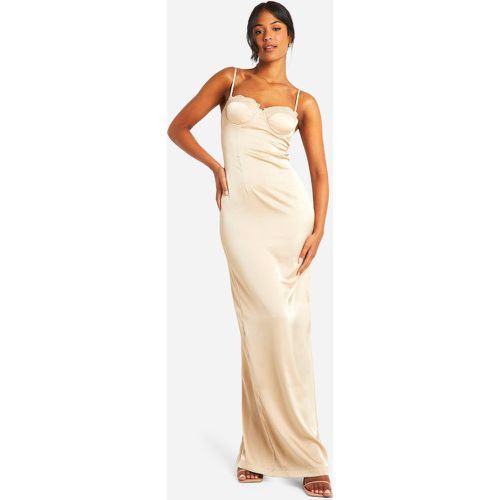 Tall" - Robe Longue Satinée En Dentelle - 38 - boohoo - Modalova