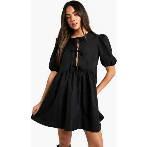 Robe Courte Nouée À Manches Bouffantes - 36 - boohoo - Modalova