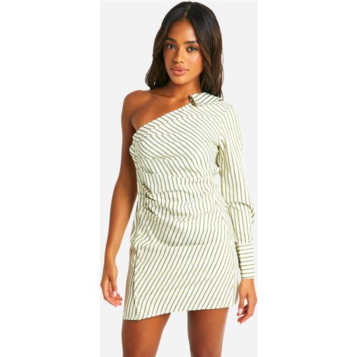 Stripe Asymmetric Shirt Mini Dress - boohoo - Modalova