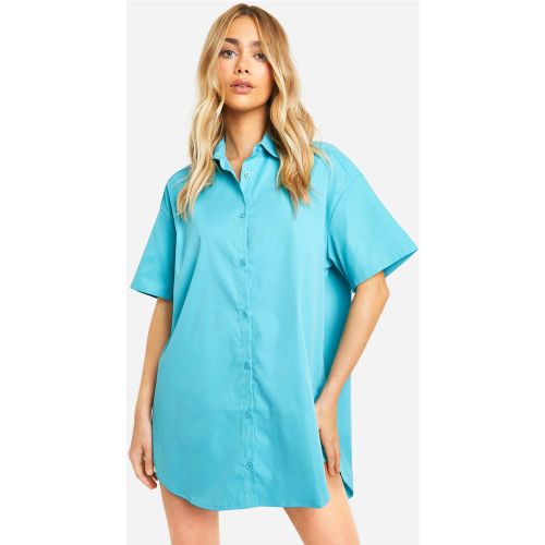 Robe Chemise En Popeline À Manches Courtes - 36 - boohoo - Modalova