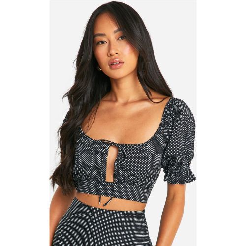 Crop Top À Pois - Noir - 34, Noir - boohoo - Modalova