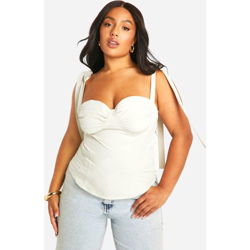 Grande Taille - Corset Froncé À Volants - Blanc Écru - 46, Blanc Écru - boohoo - Modalova