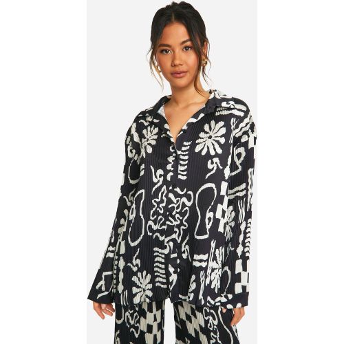 Chemise Oversize Plissée À Imprimé Abstrait - 34 - boohoo - Modalova