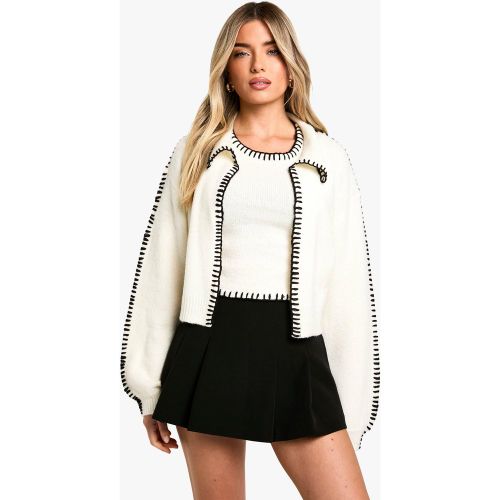 Ensemble En Maille Avec Crop Top Et Gilet - Blanc Écru - M, Blanc Écru - boohoo - Modalova