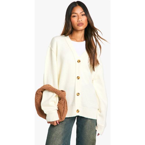 Cardigan Oversize À Coutures Apparentes - Blanc Écru - S, Blanc Écru - boohoo - Modalova
