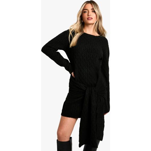 Robe Courte Oversize Nouée En Maille Douce - L - boohoo - Modalova