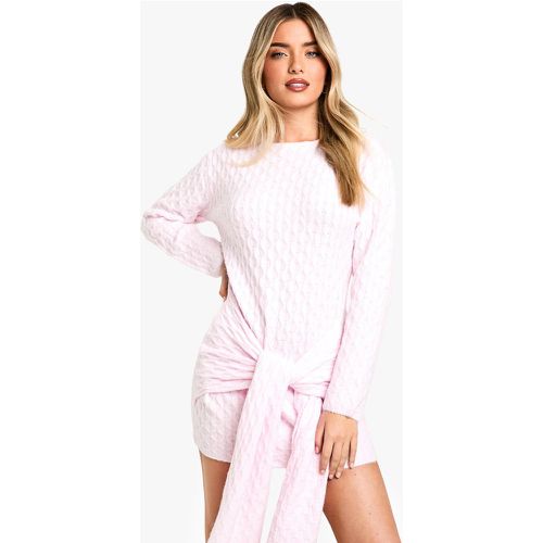 Robe Courte Oversize Nouée En Maille Douce - S - boohoo - Modalova