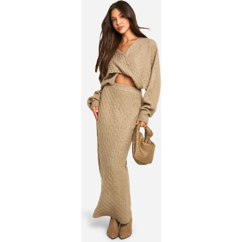 Ensemble En Maille Douce Avec Pull Court Et Jupe Longue - S - boohoo - Modalova