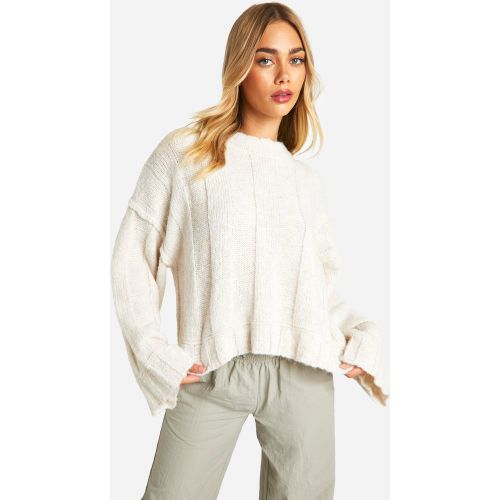 Pull Côtelé À Coutures Apparentes - Blanc Écru - M, Blanc Écru - boohoo - Modalova