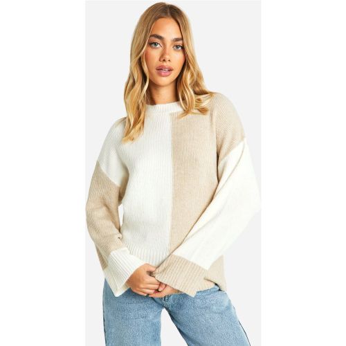 Pull Oversize Color Block En Maille Douce - S - boohoo - Modalova