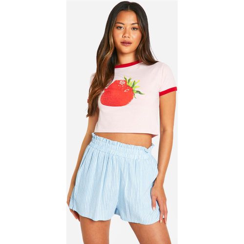 T-Shirt À Col Rond Et Fraise - L - boohoo - Modalova