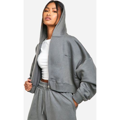 Sweat À Capuche Court Zippé À Broderie Dsgn Studio - L - boohoo - Modalova