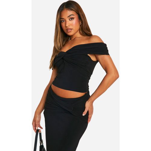 Petite" - Crop Top Moulant À Nœud - 38 - boohoo - Modalova