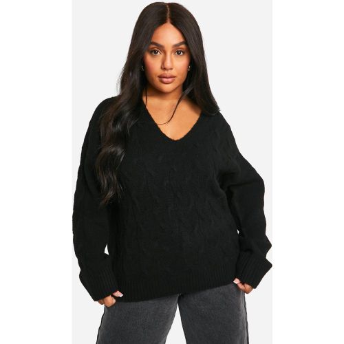 Grande Taille - Pull En Maille Douce À Col V - 52 - boohoo - Modalova
