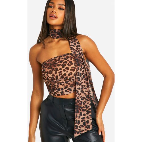 Top Bandeau En Mousseline De Soie À Imprimé Léopard - 38 - boohoo - Modalova