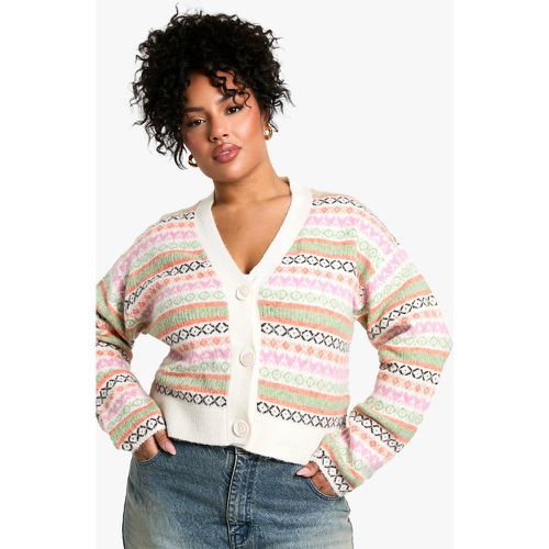 Grande Taille - Cardigan Oversize À Motif Jacquard - 46 - boohoo - Modalova