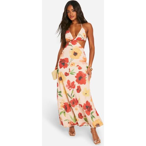 Robe Longue Fleurie En Mousseline De Soie - 38 - boohoo - Modalova