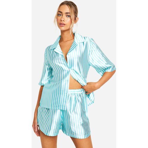 Ensemble De Pyjama Satiné À Rayures - 38 - boohoo - Modalova